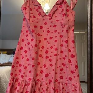 Zara Pink Floral Print Ruffled Straps Smocked Mini Dres